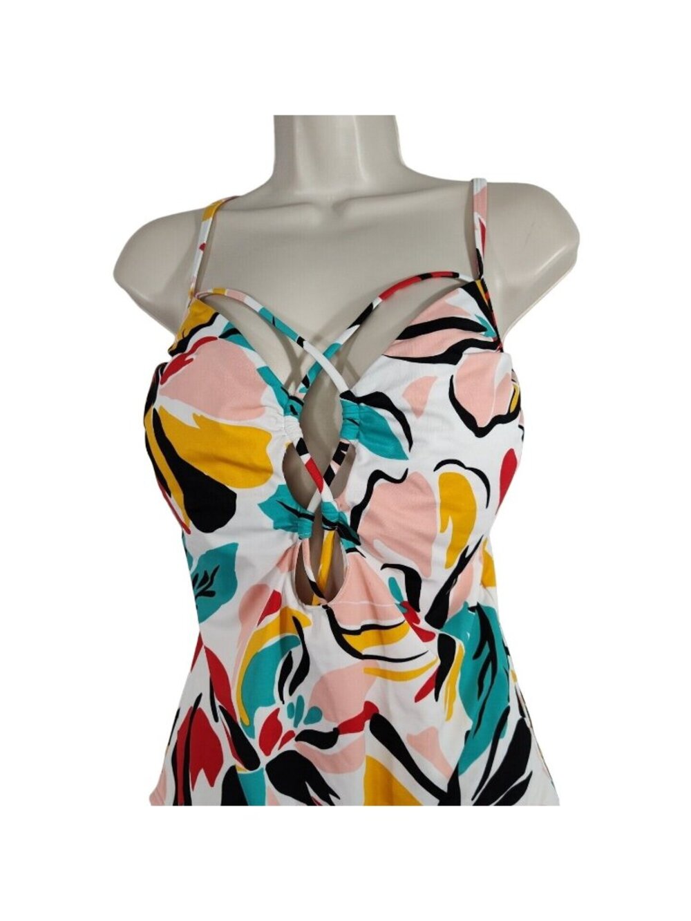 Beach Betty One Piece Swimsuit Women Size L Colorful Floral Summer Vacation NEW - Picture 4 of 13